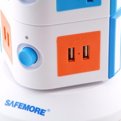 SafeMore SM-2U005 5 layer Outlets Power Strips with 2 or 4 USB Charging Ports
