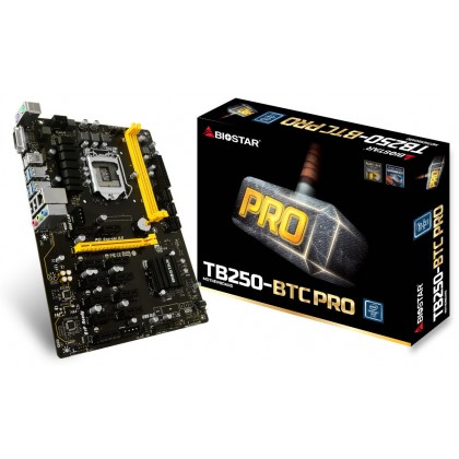 BIOSTAR TB250-BTC PRO Core i7 / i5 / i3 LGA 1151 Intel B250 DDR4 12 GPU AMD Nvidia Crypto Mining Bitcoin Ethereum Motherboard BIOSTAR TB250-BTC PRO Core i7 / i5 / i3 LGA 1151 Intel B250 DDR4 12 GPU AMD Nvidia Crypto Mining Bitcoin Ethereum Motherboard