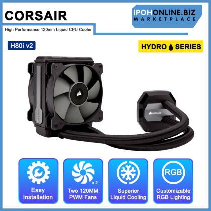 CORSAIR Hydro Series H80i v2 High Performance 120mm Liquid CPU Cooler CORSAIR Hydro Series H80i v2 High Performance 120mm Liquid CPU Cooler