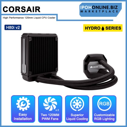 CORSAIR Hydro Series H80i v2 High Performance 120mm Liquid CPU Cooler CORSAIR Hydro Series H80i v2 High Performance 120mm Liquid CPU Cooler