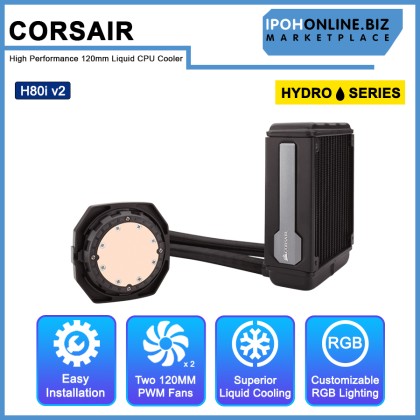 CORSAIR Hydro Series H80i v2 High Performance 120mm Liquid CPU Cooler CORSAIR Hydro Series H80i v2 High Performance 120mm Liquid CPU Cooler