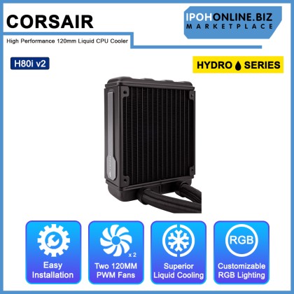 CORSAIR Hydro Series H80i v2 High Performance 120mm Liquid CPU Cooler CORSAIR Hydro Series H80i v2 High Performance 120mm Liquid CPU Cooler