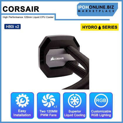CORSAIR Hydro Series H80i v2 High Performance 120mm Liquid CPU Cooler CORSAIR Hydro Series H80i v2 High Performance 120mm Liquid CPU Cooler
