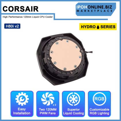 CORSAIR Hydro Series H80i v2 High Performance 120mm Liquid CPU Cooler CORSAIR Hydro Series H80i v2 High Performance 120mm Liquid CPU Cooler