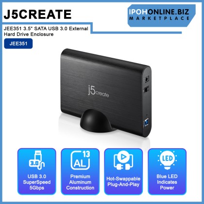 J5Create JEE351 3.5" SATA USB 3.0 External Hard Drive Enclosure J5Create JEE351 3.5" SATA USB 3.0 External Hard Drive Enclosure