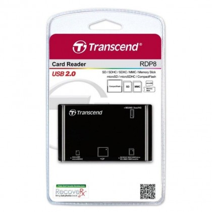 Transcend Card Reader USB 2.0 RDP8 - Black Transcend Card Reader USB 2.0 RDP8 - Black