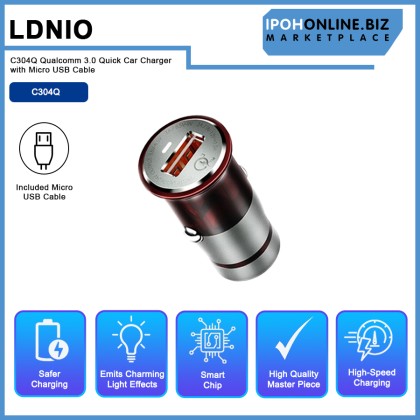 LDNIO C304Q Qualcomm 3.0 Quick Car Charger With Micro USB Cable LDNIO C304Q Qualcomm 3.0 Quick Car Charger With Micro USB Cable