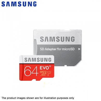 Samsung EVO Plus 64GB Class 10 Micro SDXC UHS-I Card 80MB/s R 20MB/s W Card MB-MC64DA/APC with SD Adapter Samsung EVO Plus 64GB Class 10 Micro SDXC UHS-I Card 80MB/s R 20MB/s W Card MB-MC64DA/APC with SD Adapter