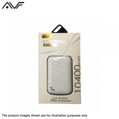 AVF Cobbiestone Portable Power Bank with 10400 mAH - White PowerBank AVF Cobbiestone Portable Power Bank with 10400 mAH - White PowerBank