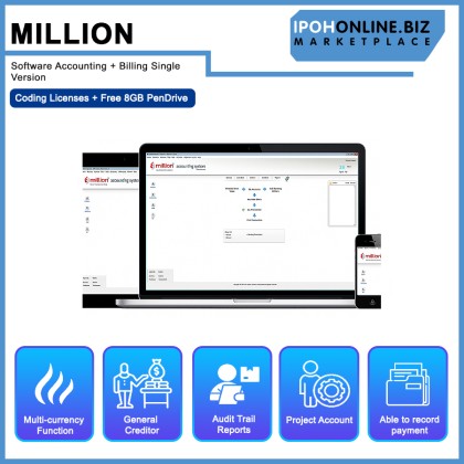 Million Software Accounting + Billing Single Version Code Licenses + Free 8GB PenDrive Million Software Accounting + Billing Single Version Code Licenses + Free 8GB PenDrive