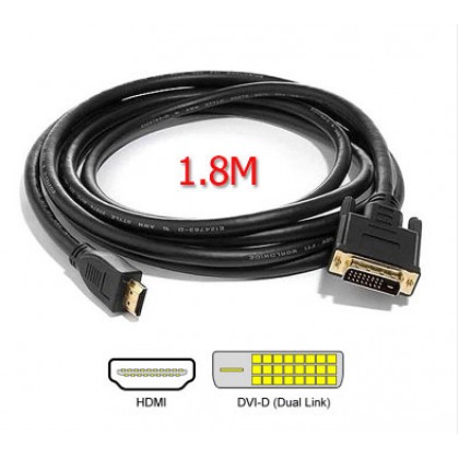 1.8 Meter HDMI Male to DVI 24 + 1 Male HD Video Cable(Black) 1.8 Meter HDMI Male to DVI 24 + 1 Male HD Video Cable(Black)