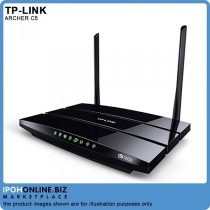 TP-LINK Archer C5 AC1200 Wireless Dual Band Gigabit Router Unifi Maxis Time