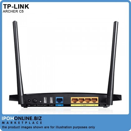 TP-LINK Archer C5 AC1200 Wireless Dual Band Gigabit Router Unifi Maxis Time