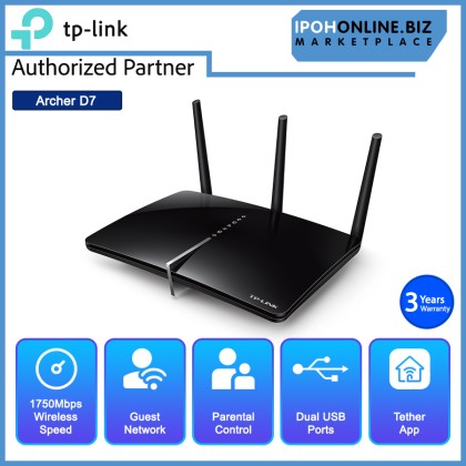 TP-Link Archer D7 AC1750 Wireless Dual Band Gigabit ADSL2+ Modem Router TP-Link Archer D7 AC1750 Wireless Dual Band Gigabit ADSL2+ Modem Router