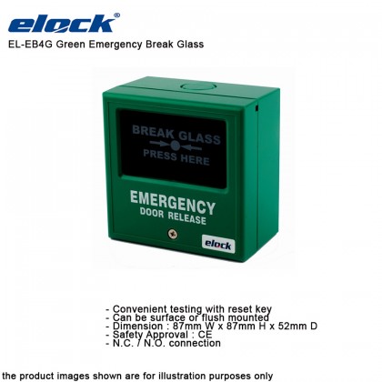 ELOCK EL-EB4G Green Emergency Break Glass ELOCK EL-EB4G Green Emergency Break Glass
