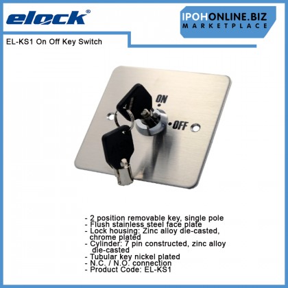 ELOCK EL-KS1 ON OFF Key Switch Stainless Silver State ELOCK EL-KS1 ON OFF Key Switch Stainless Silver State