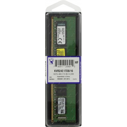 Kingston ValueRAM 16GB 2400 DDR4 2400Mhz 288 Pin ECC Unbufferred DIMM Server RAM KVR24E17D8/16 Kingston ValueRAM 16GB 2400 DDR4 2400Mhz 288 Pin ECC Unbufferred DIMM Server RAM KVR24E17D8/16