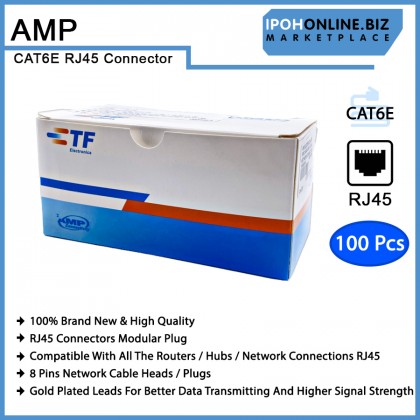 AMP Tyco Electronics RJ45 Cat6E Modular Plug Network Connector - 100 Pcs AMP Tyco Electronics RJ45 Cat6E Modular Plug Network Connector - 100 Pcs
