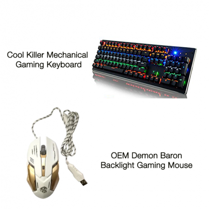 OEM Cool Killer Mechanical Gaming Keyboard with 104 Keys Mixed RGB LED Backlit Blue Switch + OEM Demon Baron Backlight RGB Gaming Mouse