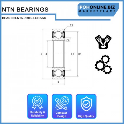 NTN 6303LLUC3/5K Deep Groove Ball Bearing 6300 series LLU C3 / 5K NTN 6303LLUC3/5K Deep Groove Ball Bearing 6300 series LLU C3 / 5K