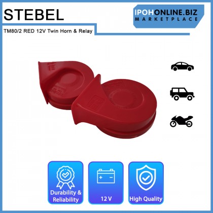 Stebel Trombe TM80/2 RED 12V Twin Horn & Relay - Italy Stebel Trombe TM80/2 RED 12V Twin Horn & Relay - Italy