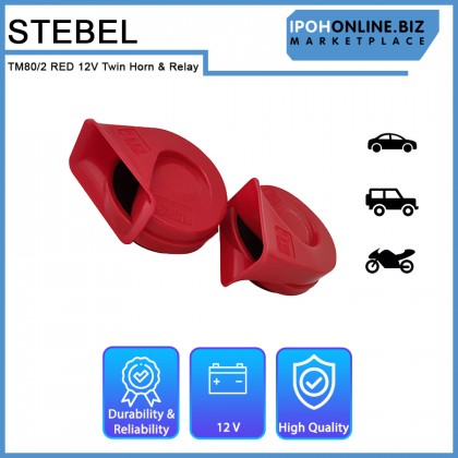 Stebel Trombe TM80/2 RED 12V Twin Horn & Relay - Italy Stebel Trombe TM80/2 RED 12V Twin Horn & Relay - Italy