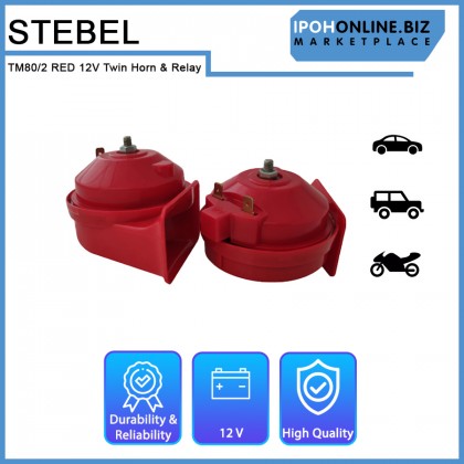Stebel Trombe TM80/2 RED 12V Twin Horn & Relay - Italy Stebel Trombe TM80/2 RED 12V Twin Horn & Relay - Italy