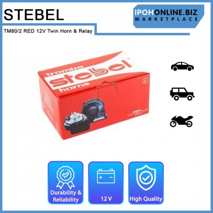 Stebel Trombe TM80/2 RED 12V Twin Horn & Relay - Italy Stebel Trombe TM80/2 RED 12V Twin Horn & Relay - Italy