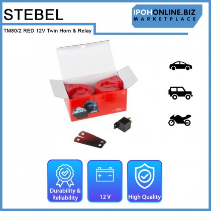 Stebel Trombe TM80/2 RED 12V Twin Horn & Relay - Italy Stebel Trombe TM80/2 RED 12V Twin Horn & Relay - Italy