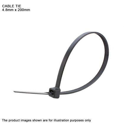 4.8mm x 200mm Self-Locking Nylon Cable Tie Black - 100 PCS 4.8mm x 200mm Self-Locking Nylon Cable Tie Black - 100 PCS
