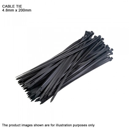 4.8mm x 200mm Self-Locking Nylon Cable Tie Black - 100 PCS 4.8mm x 200mm Self-Locking Nylon Cable Tie Black - 100 PCS