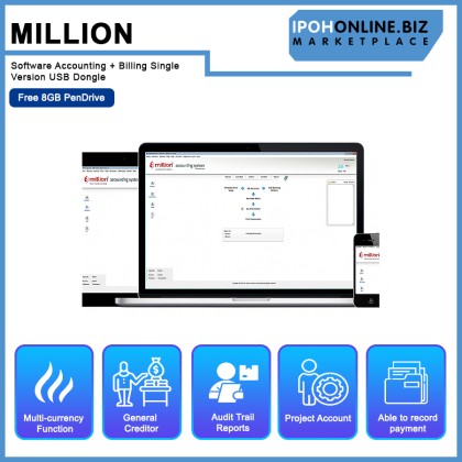 Million Software Accounting + Billing Single Version USB Dongle - Free 8GB PenDrive Million Software Accounting + Billing Single Version USB Dongle - Free 8GB PenDrive