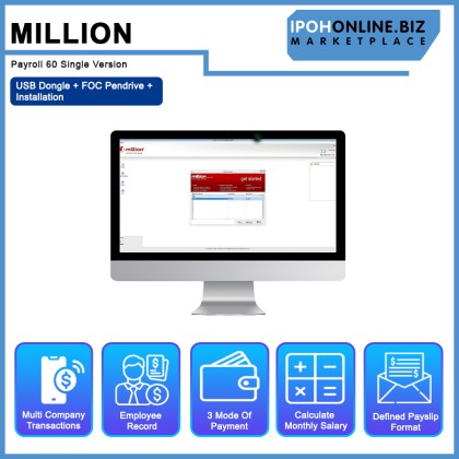 Million Payroll 60 Single Version USB Dongle - FOC Pendrive + Installation Million Payroll 60 Single Version USB Dongle - FOC Pendrive + Installation