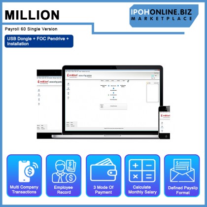 Million Payroll 60 Single Version USB Dongle - FOC Pendrive + Installation Million Payroll 60 Single Version USB Dongle - FOC Pendrive + Installation