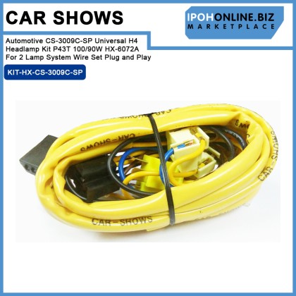 Car Shows Automotive CS-3009C-SP Universal H4 Headlamp Kit P43T 100/90W HX-6072A For 2 Lamp System Wire Set Plug and Play 