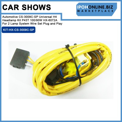 Car Shows Automotive CS-3009C-SP Universal H4 Headlamp Kit P43T 100/90W HX-6072A For 2 Lamp System Wire Set Plug and Play 