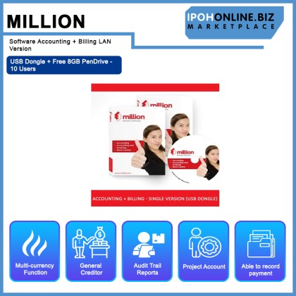 Million Software Accounting + Billing LAN Version USB Dongle + Free 8GB PenDrive - 10 Users Million Software Accounting + Billing LAN Version USB Dongle + Free 8GB PenDrive - 10 Users