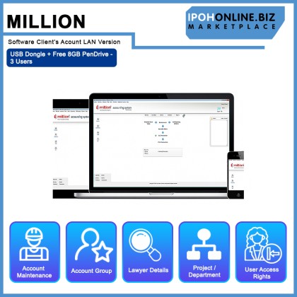 Million Software Client's Account LAN Version USB Dongle + Free 8GB PenDrive - 3 Users Million Software Client's Account LAN Version USB Dongle + Free 8GB PenDrive - 3 Users
