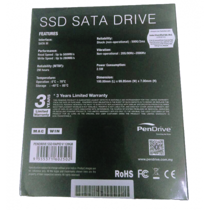 PenDrive SSD RapidV 2.5 inch 120GB SATA III SSD Internal Solid State Drive