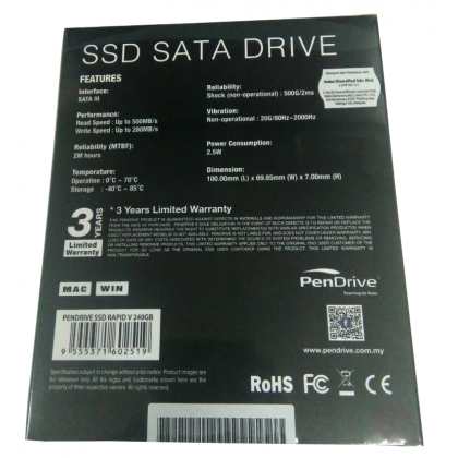 PenDrive SSD RapidV 2.5 inch 240GB SATA III SSD Internal Solid State Drive 