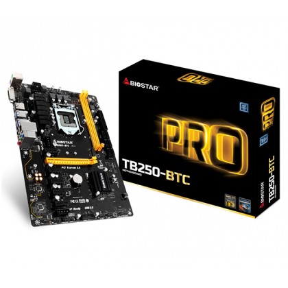 Biostar TB250-BTC LGA 1151 Intel B250 DDR4 5+1 GPU AMD Nvidia Crypto Mining Bitcoin Ethereum Motherboard + Intel Celeron G3930 Dual-Core 2.9 GHz Desktop Processor PROMO Package