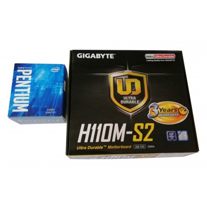 Gigabyte GA-H110M-S2 1151 DDR4 VGA Micro ATX Intel Motherboard + Intel Pentium G4560 3.5 GHz Dual-Core LGA 1151 Desktop Processor PROMO Package Gigabyte GA-H110M-S2 1151 DDR4 VGA Micro ATX Intel Motherboard + Intel Pentium G4560 3.5 GHz Dual-Core LGA 1151 Desktop Processor PROMO Package