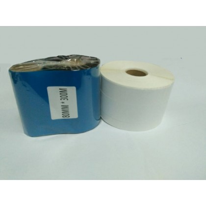 1 Roll Wax Barcode Ribbon 80mm x 300m + 3 Barcode Label 60mm x 50mm (1000 pieces per barcode label)