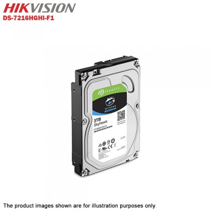 Hikvision Turbo HD 16 Channel CCTV DVR DS-7216HGHI-F1 + Hikvision 1MP 720P Outdoor IR Bullet Camera DS-2CE16C0T-IRP + 3TB Seagate Skyhawk CCTV HDD