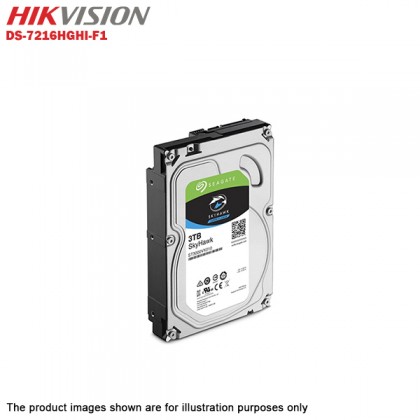 Hikvision Turbo HD 16 Channel CCTV DVR DS-7216HGHI-F1 + Hikvision 1MP 720P Bullet Camera DS-2CE16C0T-IRP & Dome Camera DS-2CE56C0T-IRP + 3TB Seagate Skyhawk CCTV HDD