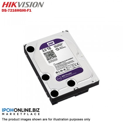 Hikvision Turbo HD 16 Channel CCTV DVR DS-7216HGHI-F1 + Hikvision 1MP 720P Bullet Camera DS-2CE16C0T-IRP & Dome Camera DS-2CE56C0T-IRP + 3TB WD Purple CCTV HDD