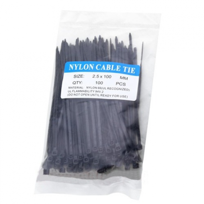 2.5mm X 100mm Self-Locking Nylon Cable Tie Black - 500 Pcs 2.5mm X 100mm Self-Locking Nylon Cable Tie Black - 500 Pcs