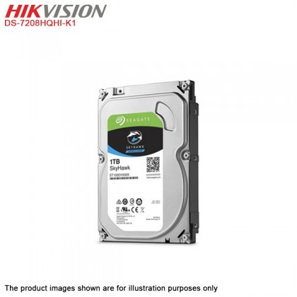 Hikvision Turbo HD 8 Channel CCTV DVR DS-7208HQHI-K1 + Hikvision 1MP 720P Indoor IR Dome Camera DS-2CE56C0T-IRP + 1TB Seagate Skyhawk CCTV HDD