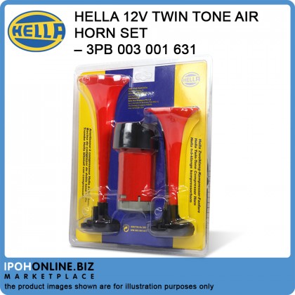 HELLA 12V Twin Tone Air Horn Set – 3PB 003 001 631 HELLA 12V Twin Tone Air Horn Set – 3PB 003 001 631