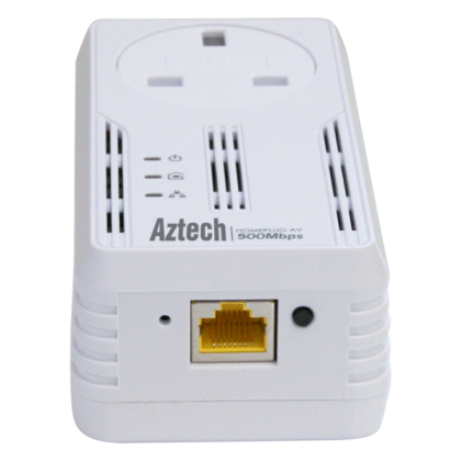 Aztech HL115EP HomePlug AV 500Mbps with AC Pass Through Powerline Networking Gigabit Ethernet port